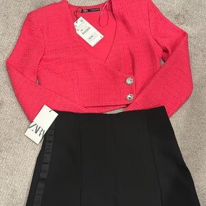 NWT Zara Texture Jacket & Zara Slot Tuxedo Skort Sizs S